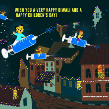 a poster for children 's day wishing them a very happy diwali and a happy children 's day