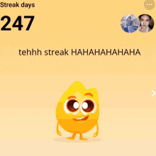 a purple background with streak days 247 and tehhhh streak hahahaha