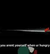 a cartoon of a girl with the words " you arent yourself when ur hungry " above her