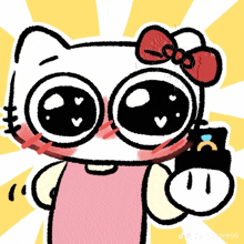 a drawing of hello kitty with big eyes and a bow on her head