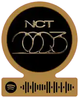 a sticker that says nct and a spotify code