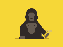 an illustration of a gorilla holding a banana and giving the middle finger