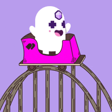 a roller coaster with a ghost on it