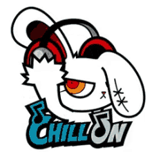 a cartoon drawing of a rabbit wearing headphones and the words chillon