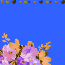 a blue background with flowers and hearts and the words " اللهم صل وسلم وبارك علي "
