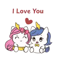 two unicorns sitting next to each other with the words " i love you " written above them