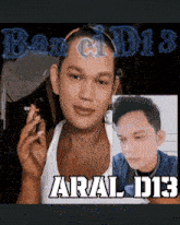 a picture of a man with the name aral d13 next to him