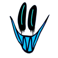 a drawing of a smiley face with glowing eyes