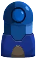 a cartoon drawing of a blue object with a circle in the middle