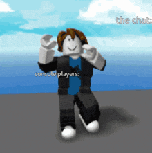 a video game character with the words console players on the bottom right