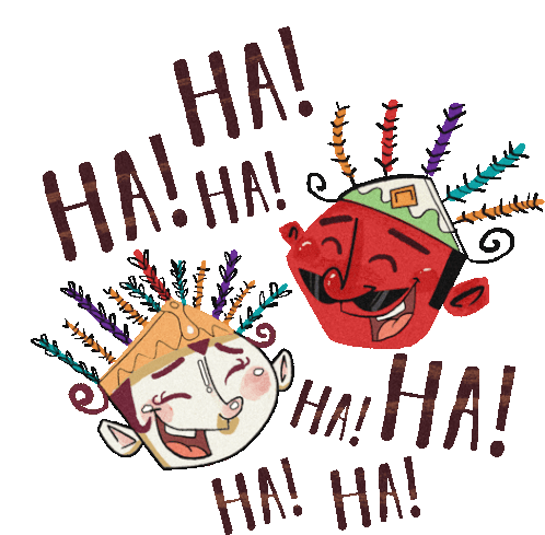 Ondel-ondel Couple Laughs Together Sticker - Ondel Ondel In Love Laugh Lol Stickers