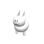 a white rabbit is standing on a white background and looking at the camera .