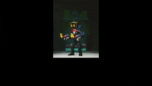 a robot in a tuxedo and bow tie is dancing in front of a sign that says innovation