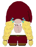 a pixel art of a cartoon character crying with tears running down his face