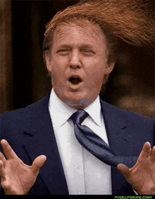 Donald Trump Toupee Flapping In The Wind GIF - Donald Trump Trump Troll Hair GIFs