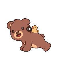 a cartoon of a teddy bear with a duck on its back