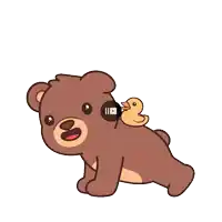 a cartoon of a teddy bear with a duck on its back