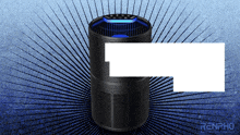 a black object with a blue light on top of it