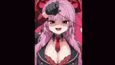 a girl with pink hair and a red tie