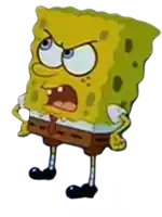 a cartoon character named spongebob has a very angry expression on his face