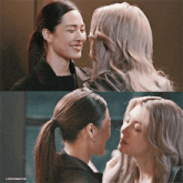 two women are looking at each other and the caption says lingormgifs
