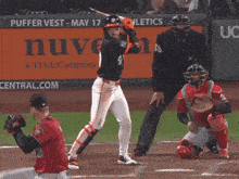a baseball game is being played at the puffer vest on may 17th