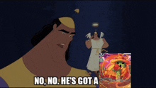 a cartoon character says " no no he 's got a " next to a card