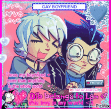 a picture of two cartoon characters with the words gay boyfriend written above them