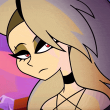 a cartoon character with a choker around her neck