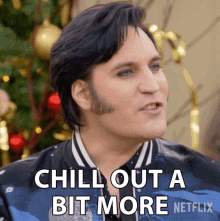 Chill Out A Bit More Noel Fielding GIF - Chill Out A Bit More Noel Fielding The Great British Baking Show Holidays GIFs