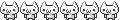 a row of skulls are lined up on a white background .