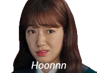 a close up of a woman 's face with the word hoonnn on the bottom right