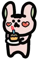 a cartoon bunny holding a birthday cake with a candle