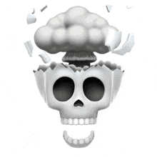 a skull with a mushroom coming out of it 's mouth .