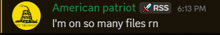 a sign that says american patriot and i 'm on so many files