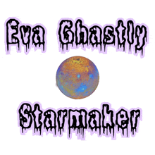 a logo for eva ghastly starmaker with a colorful ball in the middle