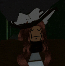 a girl wearing a cowboy hat is walking down a hallway