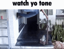 a picture of a person with the words watch yo tone on the top