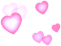 a group of pink hearts are floating in the air on a white background