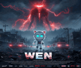 a movie poster for wen shows a cat in an astronaut outfit