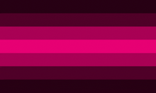 a pink and purple striped background with a black border