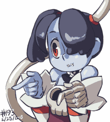 a drawing of a girl with horns and the number 93 on it