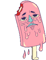 Sad Popsicle Melts Sticker - Full Of Emotion Melted Popsicle Stickers