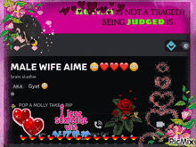 a picture of a man 's profile with the words male wife aime