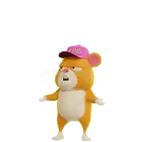 a hamster wearing a pink hat that says ' i love you '