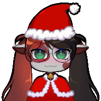 a cartoon girl wearing a santa hat and glasses