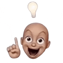 a cartoon baby with a light bulb above his head .