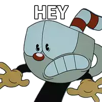 a cartoon character with the word hey written above it