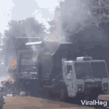 garbage truck burning viralhog fire garbage on fire