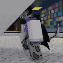 a computer generated image of a robot standing on a carpeted floor